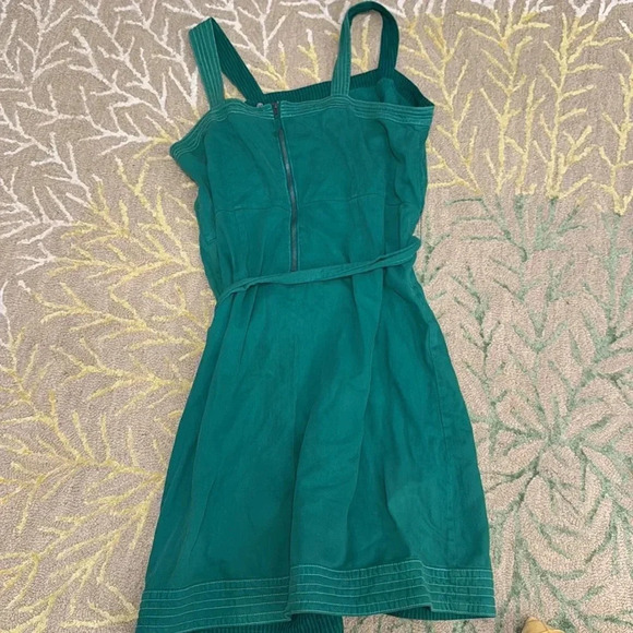Anthropologie Maeve Elizabeth Green Side Button Denim Dress Size 24w Overalls - Picture 6 of 6